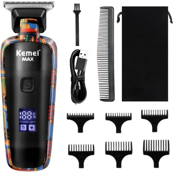 KEMEI KM-MAX5090 Professional Hair Clippers for Men Cordless, LCD Display Graffiti Clippers Barber Electric Trimmer Haircut Machine Kit, Rechargeable Beard Trimmer, Gifts for Dad Boyfriend