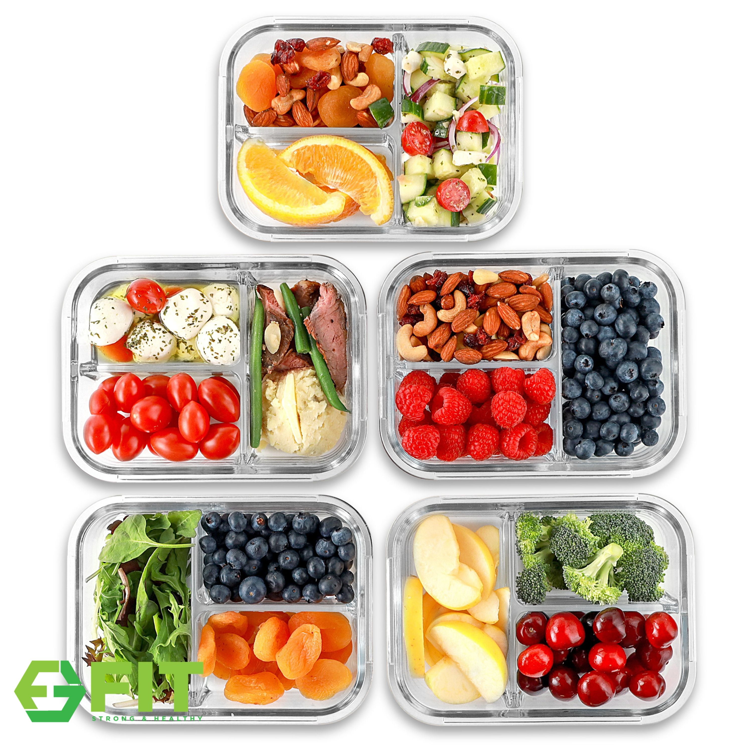 Portion Perfection Bariatric Portion Control Container/Lunchbox/WLS Glass Meal Prep Containers 3pk, Weight Loss, Borosilicate Glass. Healthy Eating