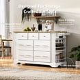 thumbnail image 4 of Euroco Kitchen Island with Charging Station, 6 Drawers, Drop Leaf, Trash Cabinet, and Open Shelves, 4 of 9