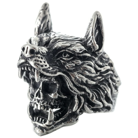 ZMY Home Stainless Steel Viking Warrior Skull Ring with Wolf Pelt Realistic and Unique Design for Men (11)