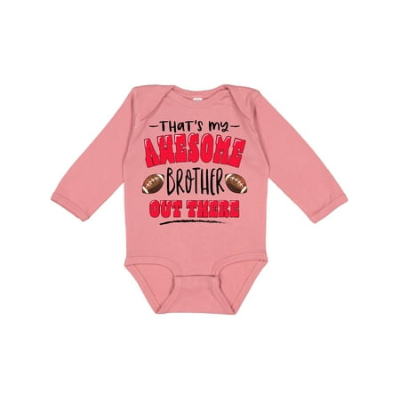 

Inktastic That s My Awesome Brother Out There with Footballs Gift Baby Boy or Baby Girl Long Sleeve Bodysuit