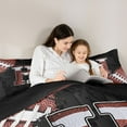 thumbnail image 4 of Manfei Letter H Monogrammed 7-Piece Twin Bedding Sets,Rugby Game Bedding Comforter Set,Brown Black Sheet Sets For Boy,Microfiber Room Decorative Reversible, 4 of 8