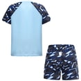 thumbnail image 2 of YONGHS Kids Boys 2 Piece Rash Guard Swimsuit Short Sleeve Swimwear UPF 50+ Bathing Suit Sky Blue 13-14, 2 of 7