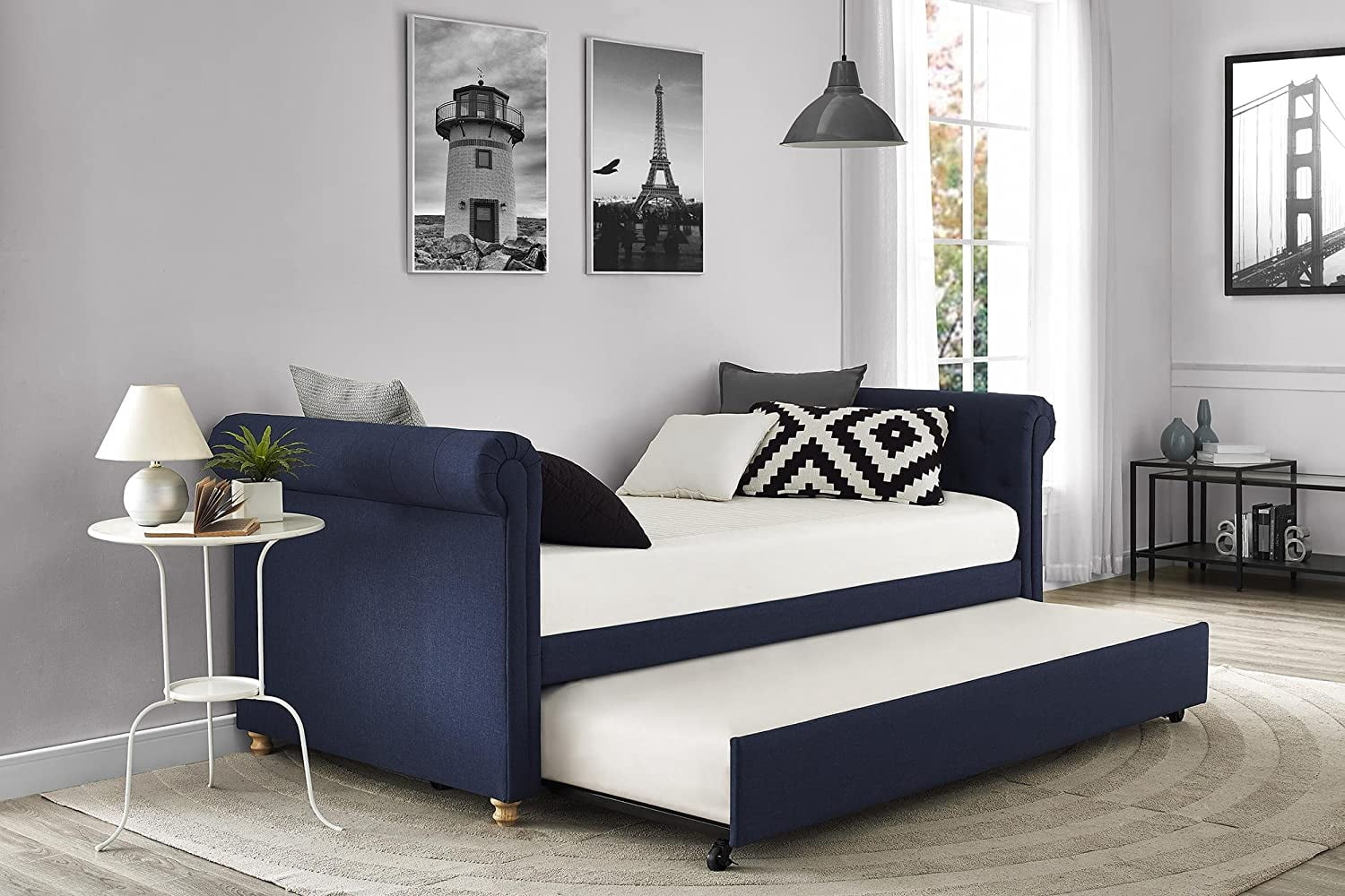 Sophia Upholstered Daybed Trundle, Twin, Navy