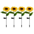 thumbnail image 1 of Luces solares de girasol para decoración de exteriores, fácil instalación con material impermeable para decoración de jardín, brillo cálido (4 piezas), 1 of 8