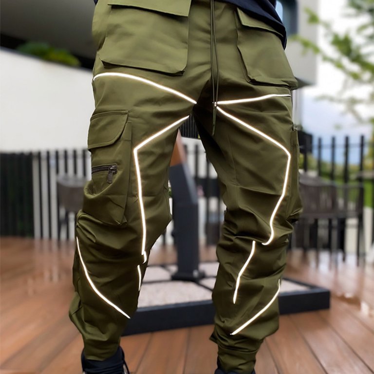 Lovzfmll Cargo Pants for Men Solid Color Plus Size Three