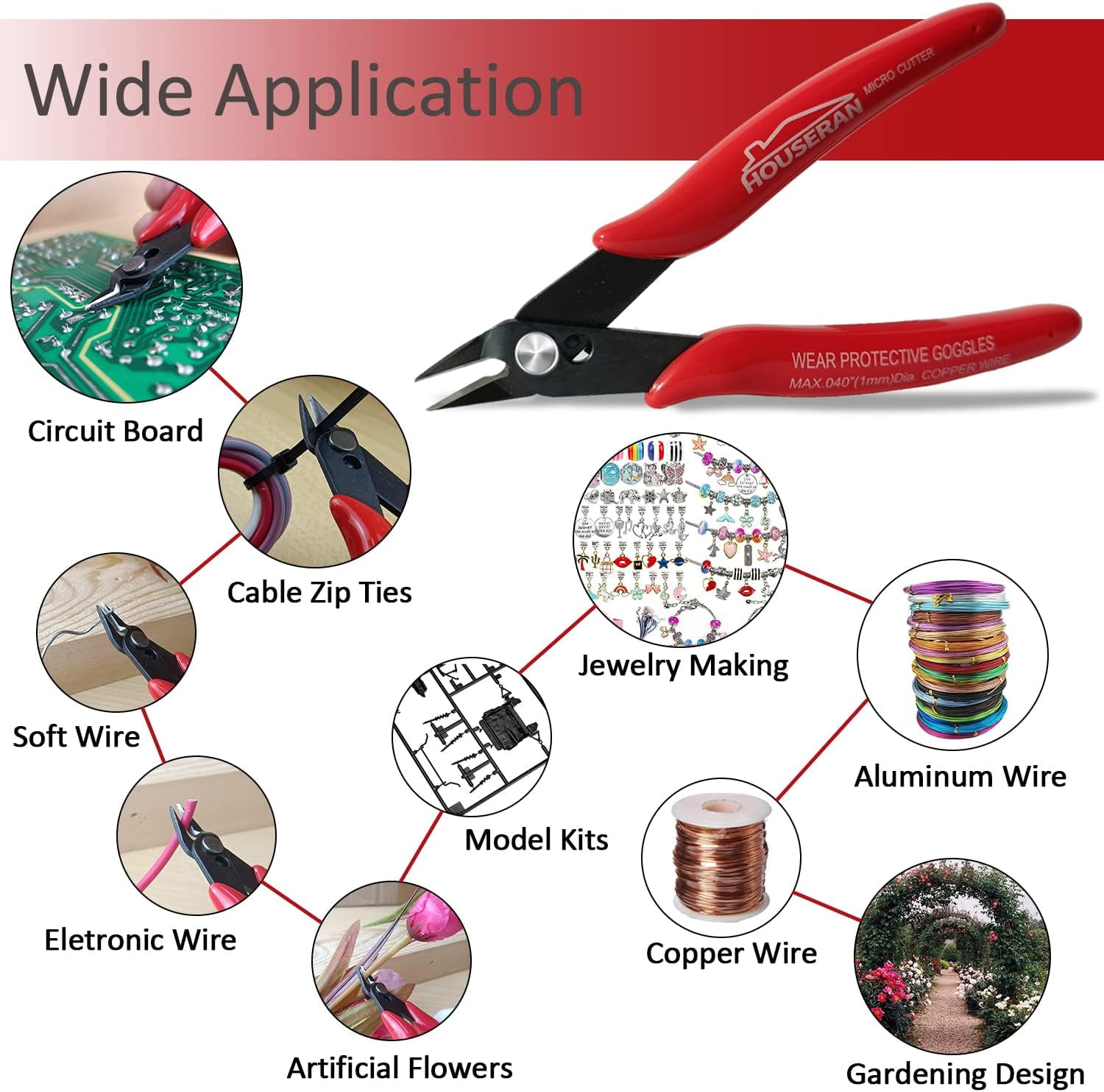170 Wire Cutters, 10 PACK, 5 Inch Micro Flush Cutter, Small Wire Cutters Spring Loaded Cutting , Side Cutters, Diagoanl Cutters for Jewelry Making, Models, Zip Ties Plastic Wire Snips