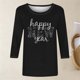 thumbnail image 2 of TaTaai 3/4 Sleeve Round Neck Printed Top, Women's Loose Casual Blouse, Versatile Cool Design, Suitable for Home Daily Casual Outfits Gift, 2 of 6