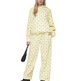 thumbnail image 2 of Women Polka Dot Hooded Sweatshirt 2 Piece Outfit, Long Sleeve Pullover Hoodie and Wide Leg Pants Matching Tracksuit Casual Loungewear for Fall Winter, 2 of 7