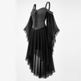 thumbnail image 4 of YuXingFu Gothic Dresses for Women Halloween Mesh Lace Patchwork Suspender Off Shoulder Court Style Dress Gray S, 4 of 7