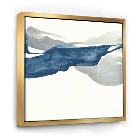 Designart ' Gouache Sapphire on Gray II ' Modern & Transitional Framed Canvas