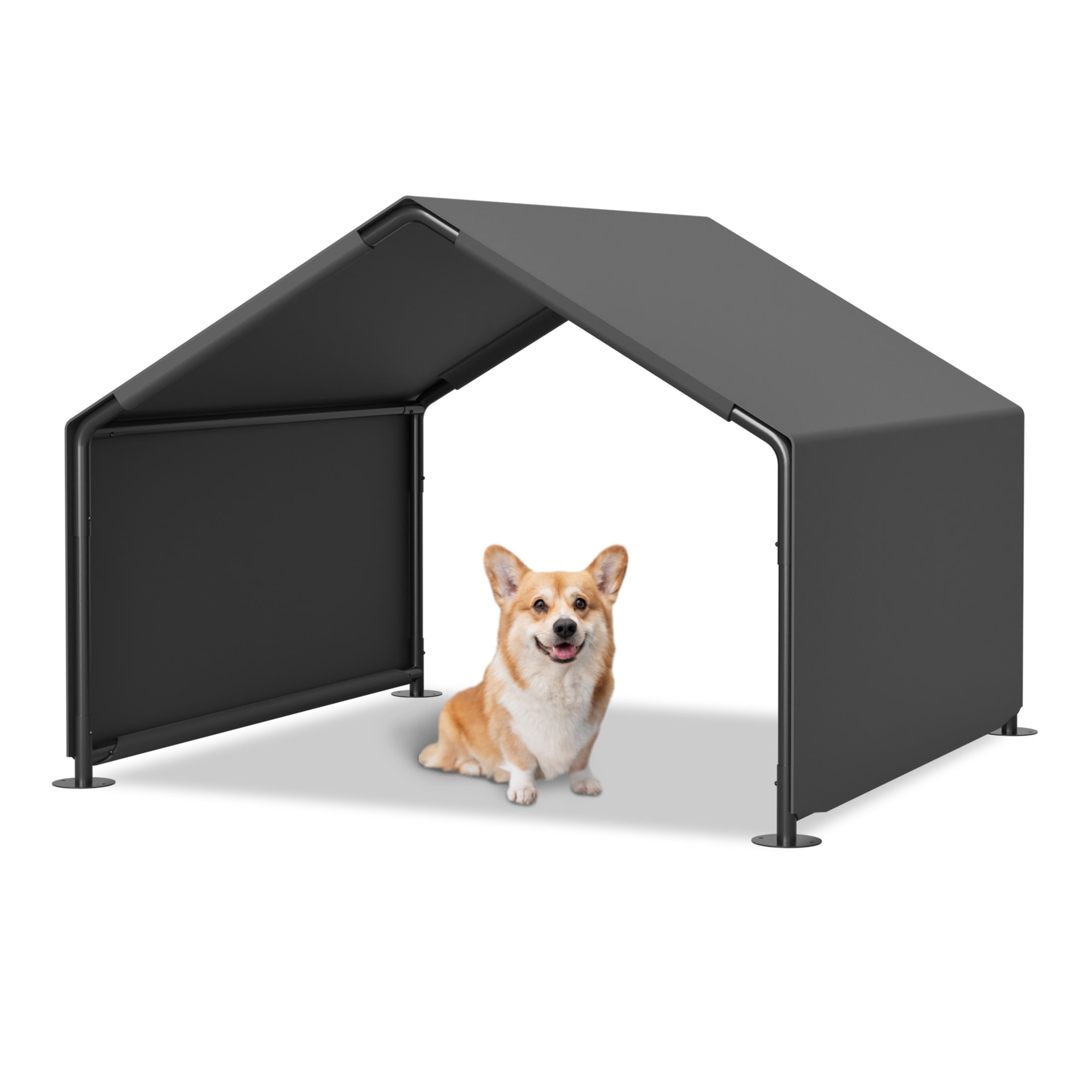 Noble House 48" Portable Outdoor Dog Shade Shelter, UV-Protected Water-Resistant Patio Garden Pet House Tent, Gray