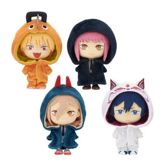 El mejor regalo, decoraciones de Halloween, decoraciones de Navidad, juguetes de peluche de dibujos animados, Chainsaw Man, 4 piezas de Great Eastern Entertainment Chainsaw Man