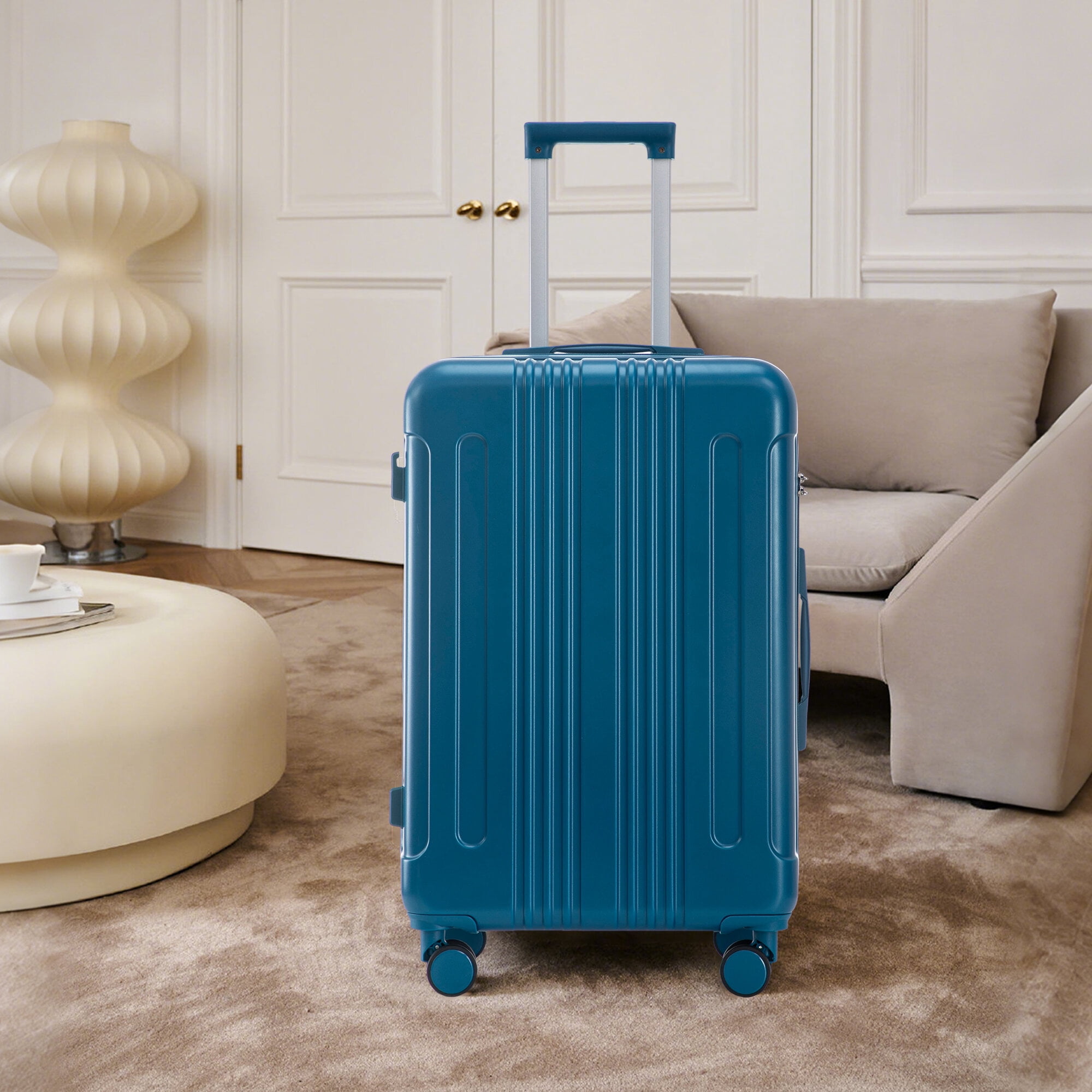 Hardside Suitcase, 20"/24"/28" 3 pcs/set in ABS Spinner Wheel Luggage, Carry on Suitcase, Matching Color, TSA Combination Lock (Dark Blue), Dark Blue Hardside Luggage,Abs Hardside Checked Luggage
