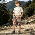 thumbnail image 2 of FUZHIQ Distressed Ripped Boy's Cargo Shorts 250th Anniversary Vintage Tactical Summer Shorts with Pockets,13-14 Years, 2 of 6