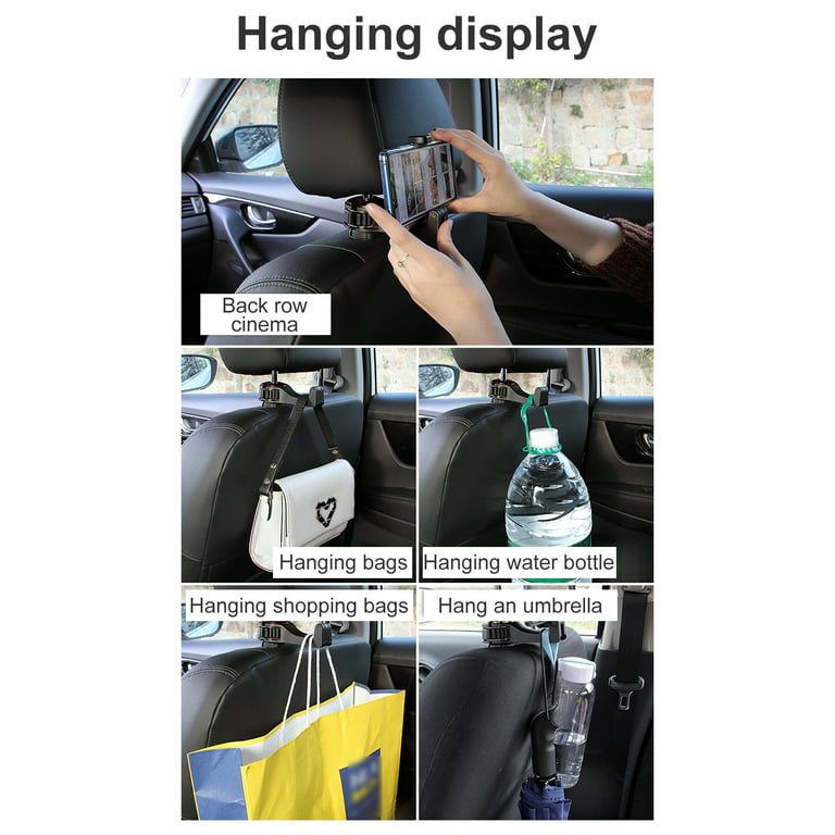 2 in 1 Car Headrest Hidden Hook with Phone Holder, 360° Rotation Car Back  Seat Purse Hook, Upgraded Car Seat Headrest Hook for Bag, Purse, Groceries; Car  Seat Accessories 