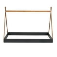 thumbnail image 5 of Full Size Tent Floor Bed, Solid Wood Bed Frame with Triangle Structure, Tent Top, Camping Style  Floor Bed for Girls Boys Bedroom Furniture, Black, 5 of 8