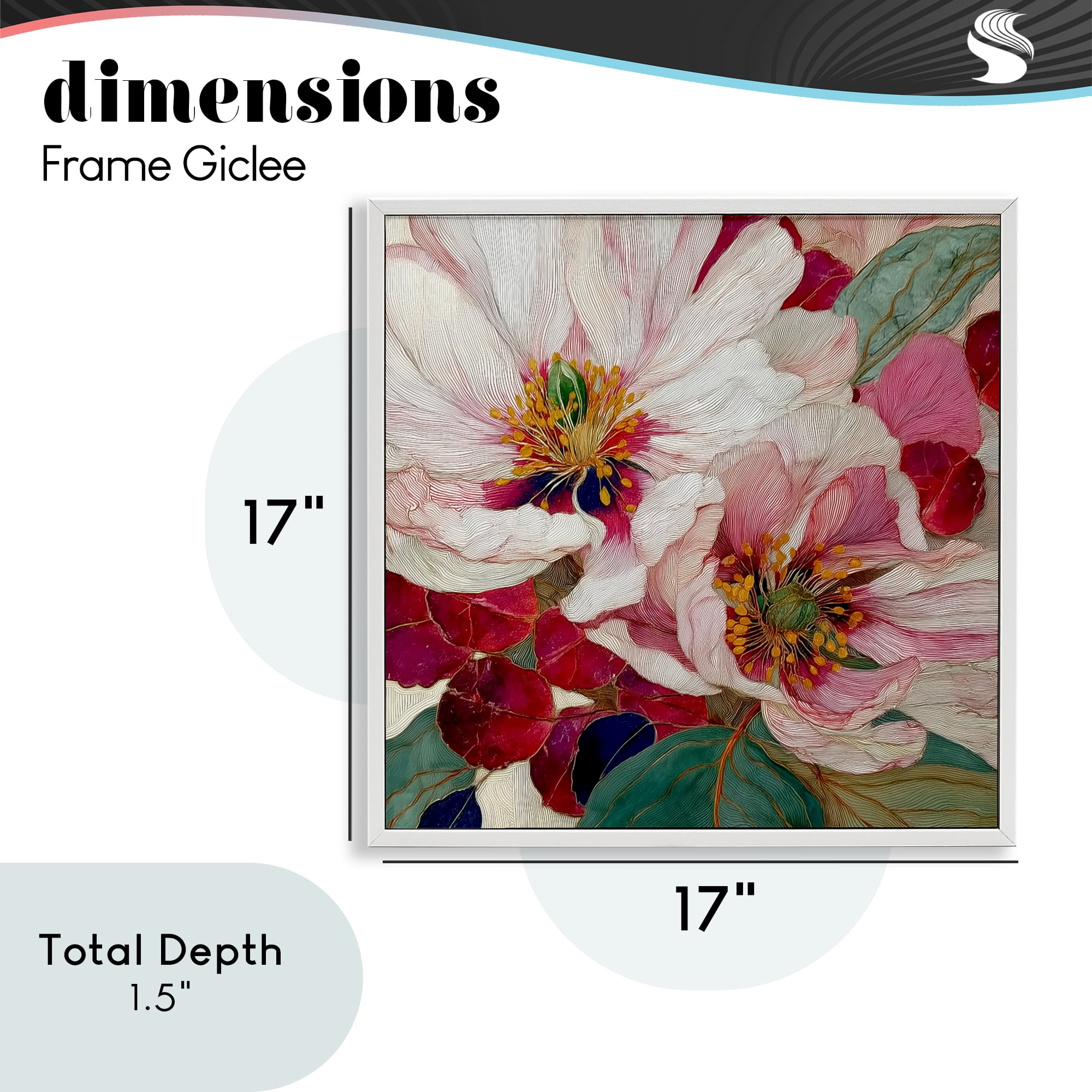 Cimarron Flowers Ornate Details White Framed Giclee Art, design by Annabelle Hall