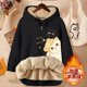 thumbnail image 3 of Sudadera con capucha de terciopelo grueso de invierno para mujer, sudadera con capucha con letras para mujer, jersey de talla grande, tops de manga larga de lana de cordero cálidos, abrigo, 3 of 5