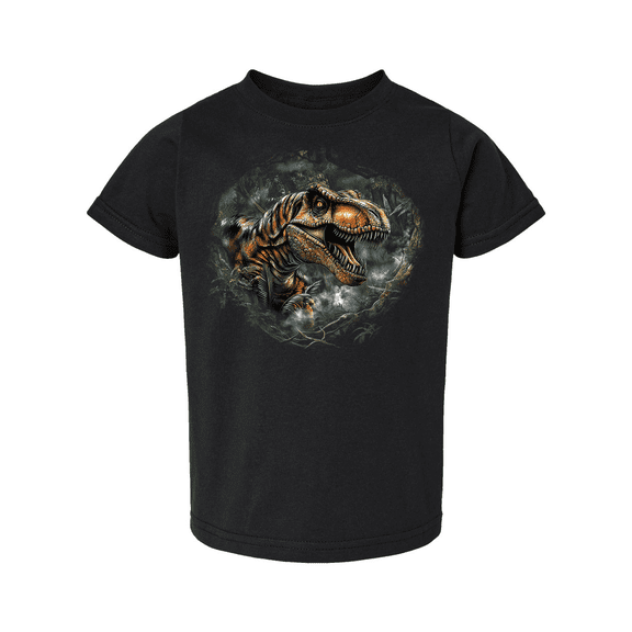 Trenz Shirt Company Youth Boys Graphic T-Shirt - Tyrannosaurus Rex In Jungle Design-Black-4t