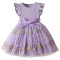 thumbnail image 2 of Cowsor Girls Embroidered Ruffle Sleeve Princess Dress Elastic Waist Short Sleeve Sundress for 1-6 Years Old Party Wear, 2 of 6