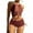Brown, variant on Sexy Bikinis Set for Women 2 Piece Hollow Out Halter Bra High Waist Side Drawstring Swimming Trunks Set Bathing Suit Beachwear