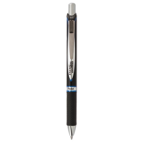 "Energel Pro Permanent Ink Gel Pen, Retractable, Medium 0.7 Mm, Blue Ink, Black Barrel | Bundle of 5 Each"