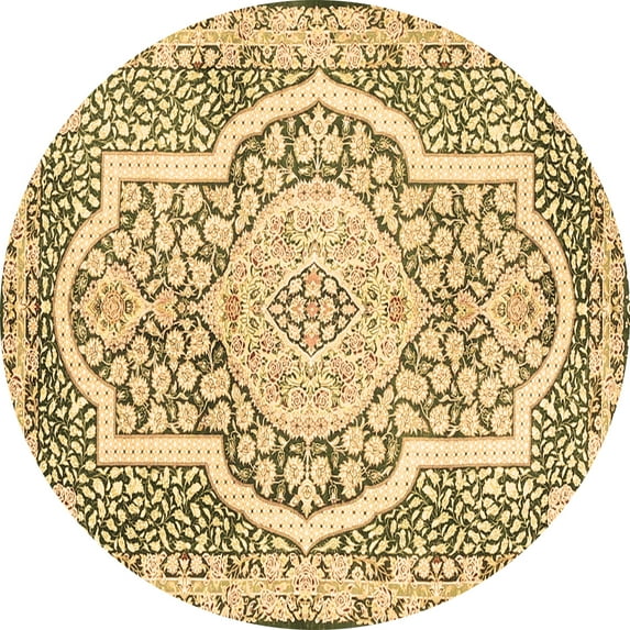Ahgly Company Indoor Round Medallion Brown Traditional Area Rugs, 7' Round