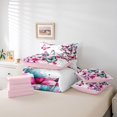 thumbnail image 5 of Feelyou Blue Pink Butterfly Twin Bedding Sets 7-Piece, Art Watercolor Floral Bedding Comforter Set, Dreamy Cartoon Animal Reversible Sheet Sets, Breathable Home Decor, 5 of 7