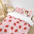 thumbnail image 2 of Erosebridal Kawaii Strawberry Duvet Cover Set for Kids Girls, Daisy Flower Bedding Full, 1 Duvet Cover and 2 Pillowcases (No Comforter), 2 of 5