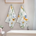 thumbnail image 2 of Peony Beige Floral Green Leave Hand Towels for Bathroom Set of 2 Microfiber Spring Eucalyptus Botanical Plant Kitchen Dish Towels Decorative Bathroom Towels for Bath Guest Shower 14"x28", 2 of 3