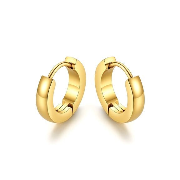 KeyStyle 9mm Hoop Earrings for Women, 14K Gold Plated Men Small Hoop Earrings Lightweight Huggie Earrings Jewelry Christmas Valentine Gift for Wife