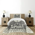 thumbnail image 4 of Ambesonne Rock Music Quilted Bedspread Set 2 Pcs, Winged Instrument, Twin Size, Taupe Dust Cream, 4 of 5