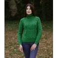 thumbnail image 2 of SAOL Aran Women's Irish Sweater 100% Merino Wool Fisherman Cable Knit Turtleneck Pullover Made in Ireland, 2 of 5