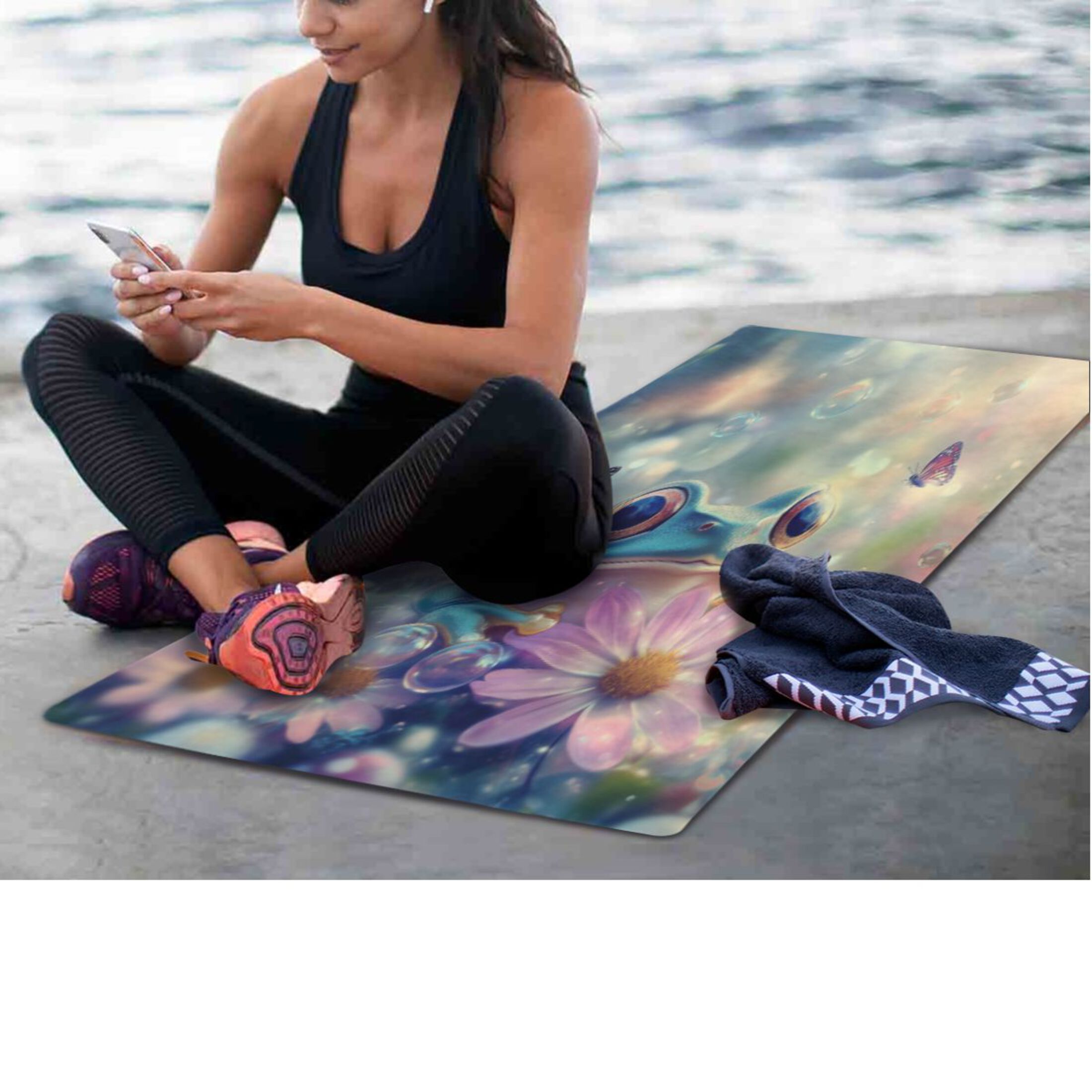 BZSMCE Yoga Mat Women Fitness Mat Frog & Flower Pattern
