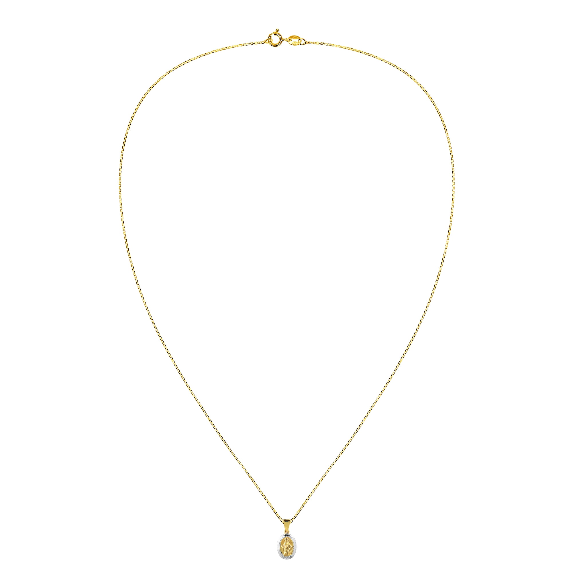 Virgin Mother Mary Miraculous Prayer 24k Gold Over Silver Necklace