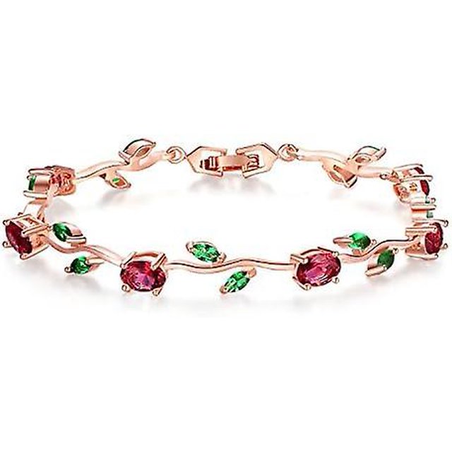 Preciosa pulsera de 18 cm con circonitas cúbicas AAA chapada en oro blanco para madres, niñas y novias.