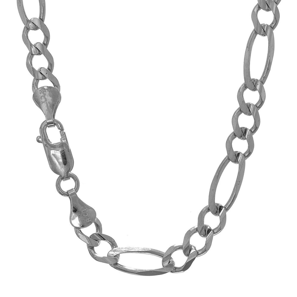 JewelStop - 14k Solid White Gold 4.6 Mm Figaro Chain Necklace 20