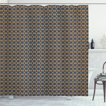 Ambesonne Ethnic Shower Curtain, Colorful Stripes and Stars, 69"Wx70"L, Indigo Marigold