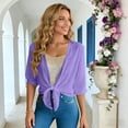 thumbnail image 5 of KIHOUT Women's Lightweight Sheer Chiffon Tie Front Shrug 3/4 Sleeve Sun Protection Open Front Cardigan Cover Up, 5 of 9