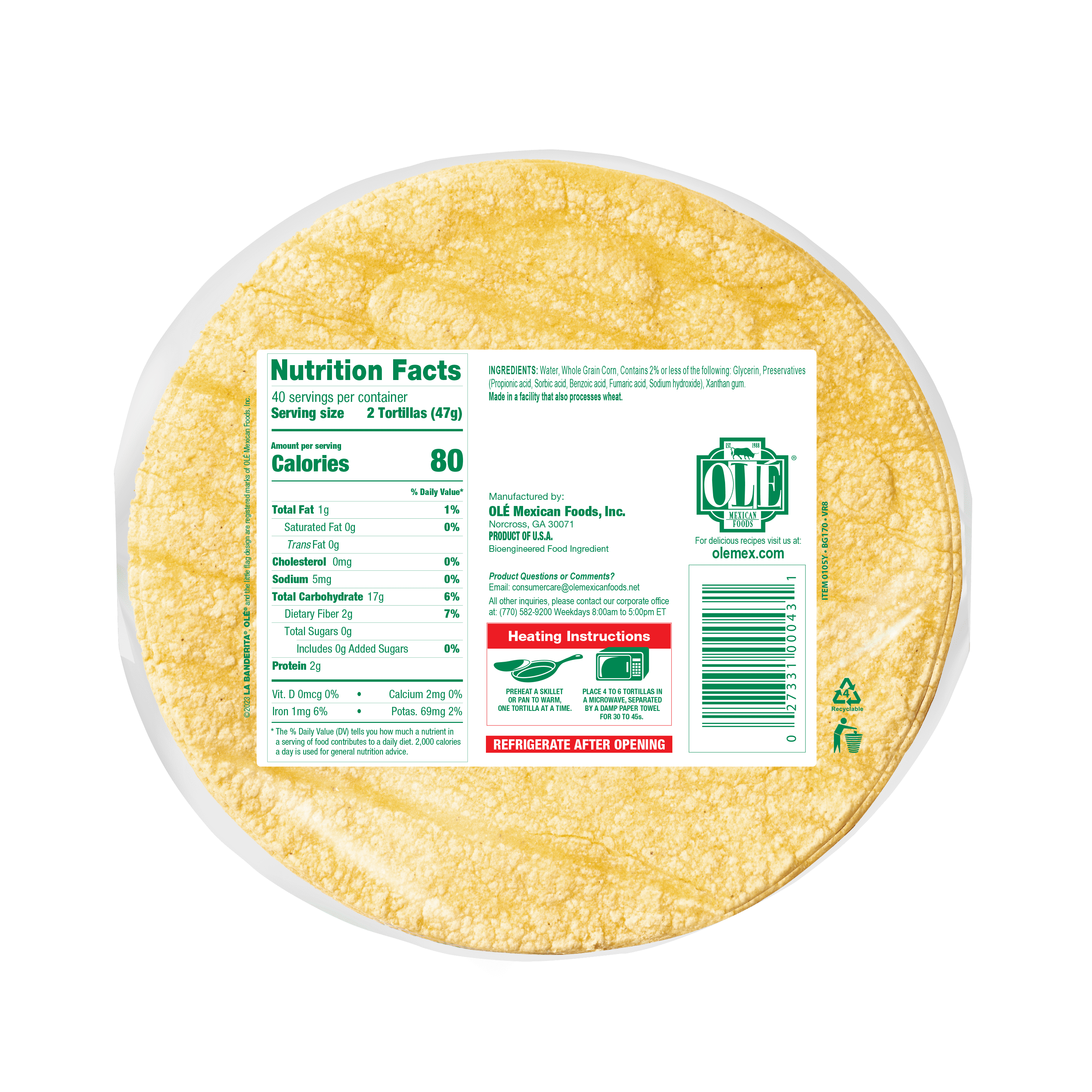 La Banderita Yellow Corn Tortillas 80 Count