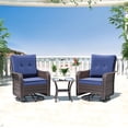 thumbnail image 3 of Kullavik 3PCS Wicker Rocking Chair Swivel Chairs, Patio Furniture Set Rattan Rocking Bistro Sets with Coffee Table for Outdoor Porch Deck Garden Backyard,Navy Blue, 3 of 9