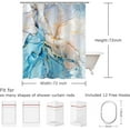 thumbnail image 4 of Cortina de ducha azul, juego de cortinas de ducha de mármol con 12 ganchos, cortinas de ducha de acuarela azul, dorado y blanco, decoración de baño de mármol abstracto, 183 x 183 cm, 4 of 6