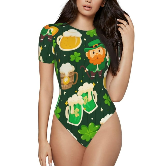Saiise Motif de la Saint-Patrick 10 Pyjama à Manches Courtes Col Rond Extensible avec Fermeture à Pression-TG