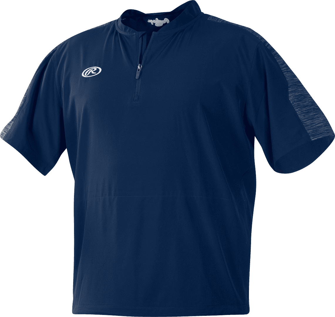 Rawlings Launch Short Sleeve Adult Cage Batting Practice Jacket, Navy,  Small 