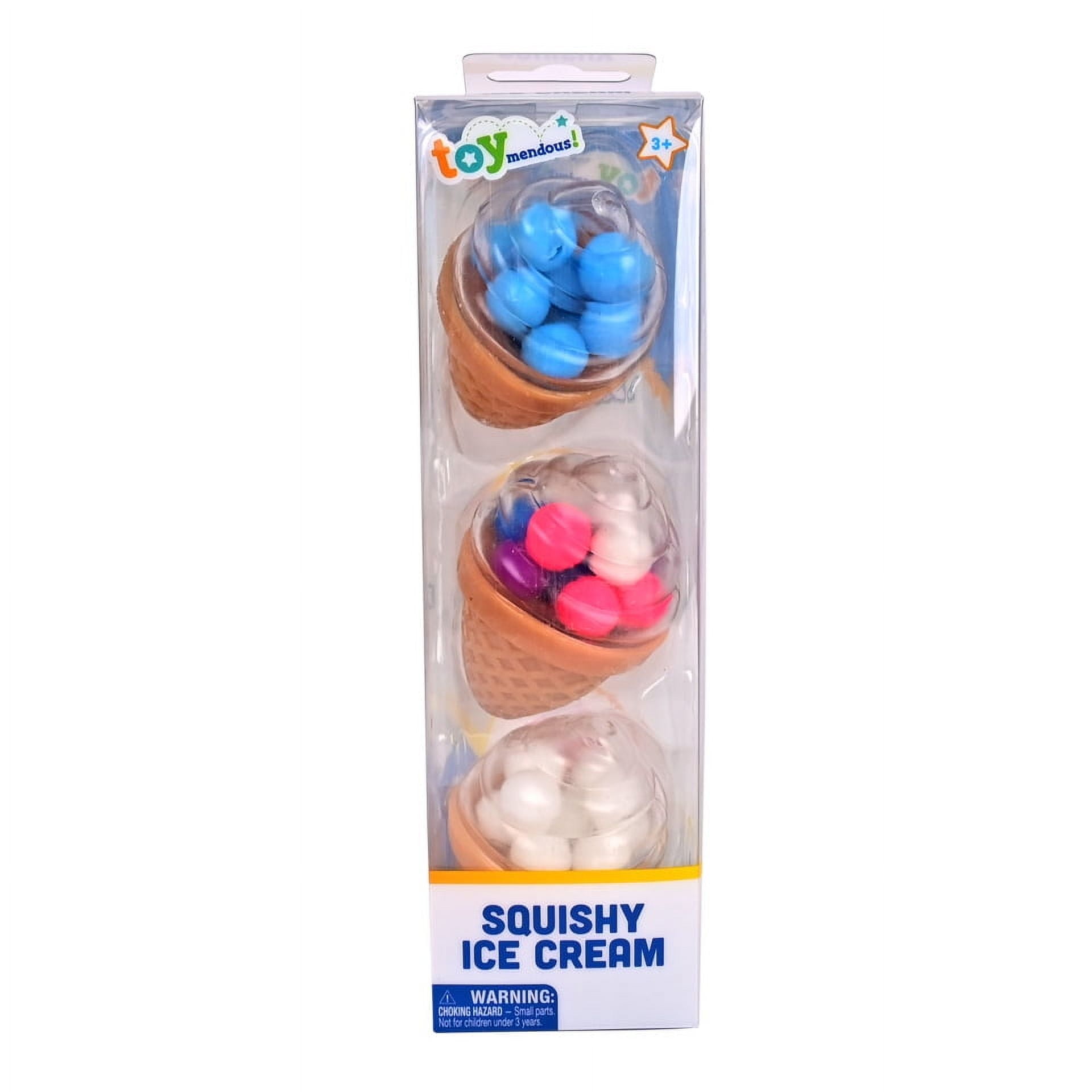 Toymendous Squishy Ice Cream, 3 Pack Rubber Stress Balls, Toy for Children Ages 3+