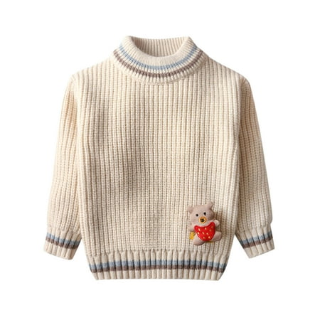 

LNWUY Children s Spring and Autumn Winter Bear Solid Color Joker Knitted Children s Sweater Round Neck Knitted Sweater Round Neck Sweater Beige 6 Years