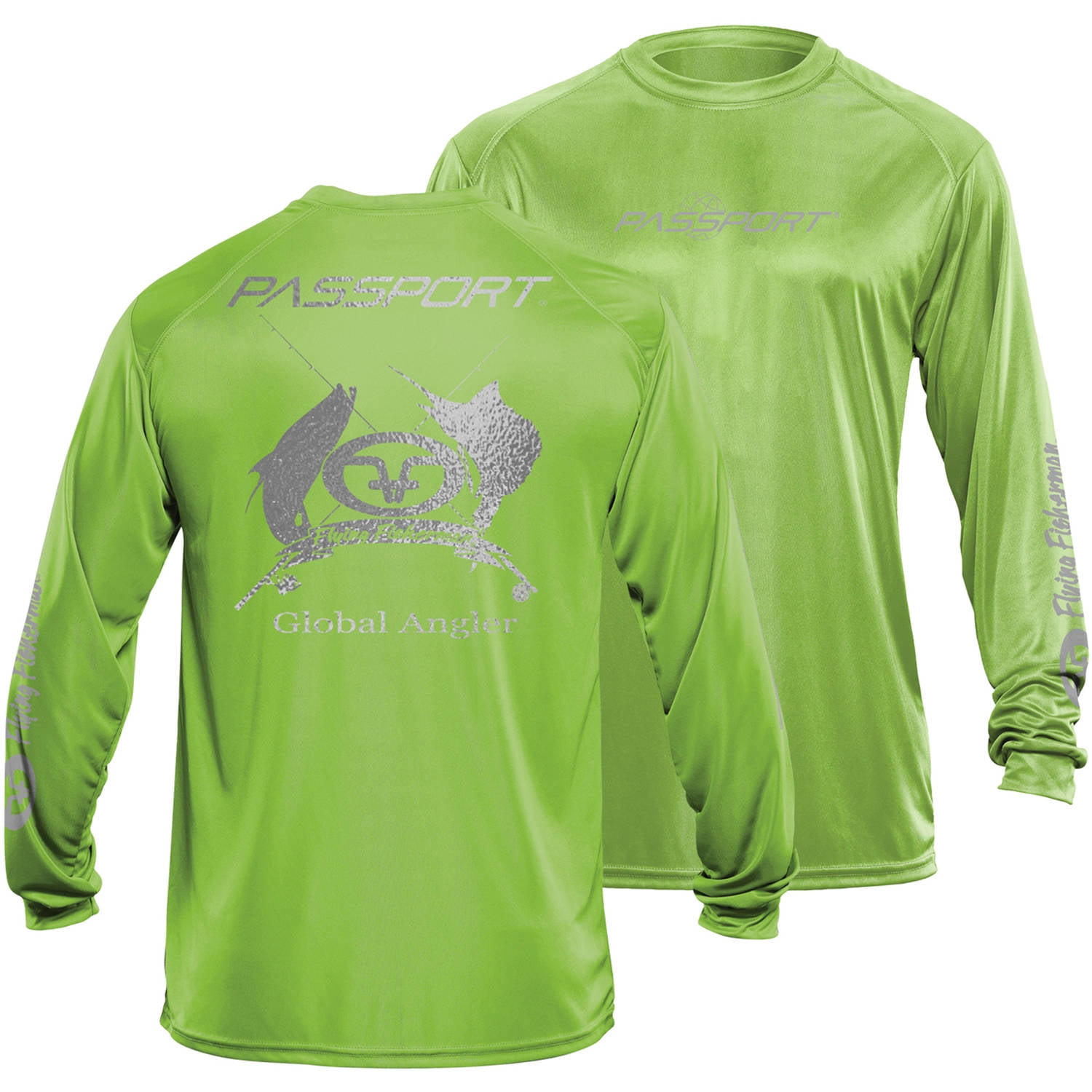 Flying Fisherman Passport L S Performance Tee, Lime, XXL by Flying Fisherman