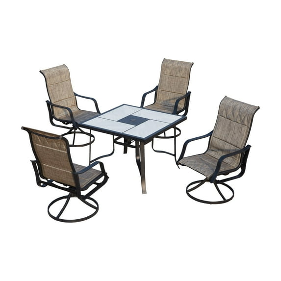 Patio Festival Metal 5-Piece Outdoor Dining Set in Gray and Black