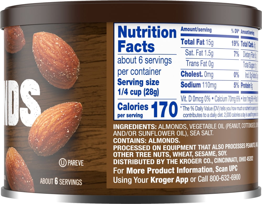 Kroger Roasted Sea Salted Almonds 6 oz - 5 Pack